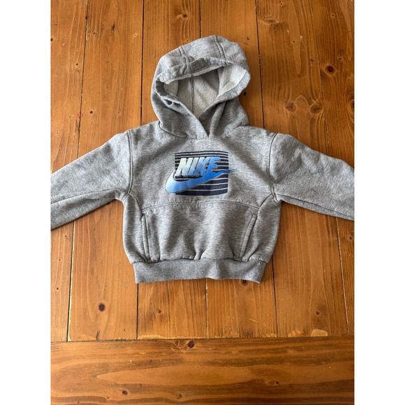 Nike Other - Nike Kids Heather Gray Blue Gradient Logo Fleece Hoodie Toddler Size 2T M412-042